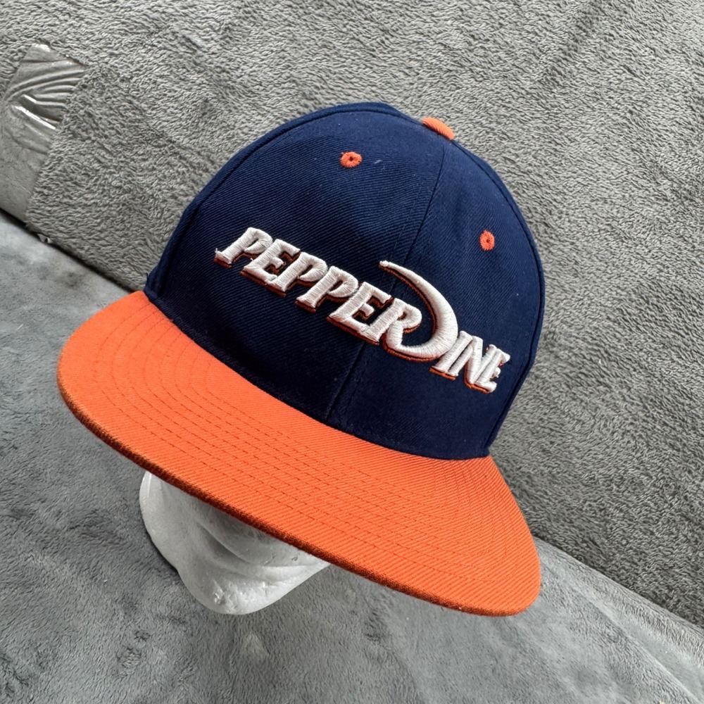 Zephyr Pepperdine Waves Hat Mens XL Navy Blue Orange Excellent Fitted Flat Bill